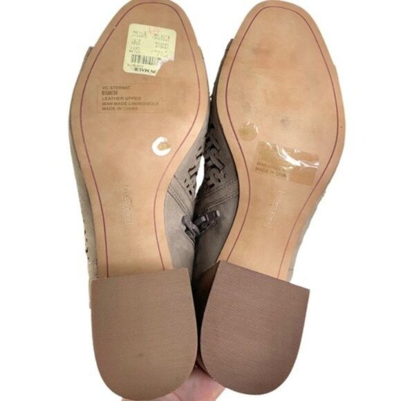 Vince Camuto Slingback Heel Peep Toe Laser Cut Grey Sandals - Picture 8 of 9